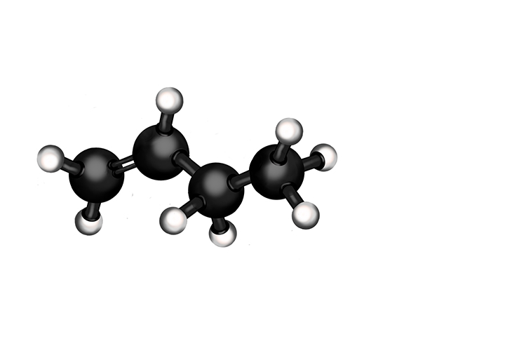 3d image of a butene molecule